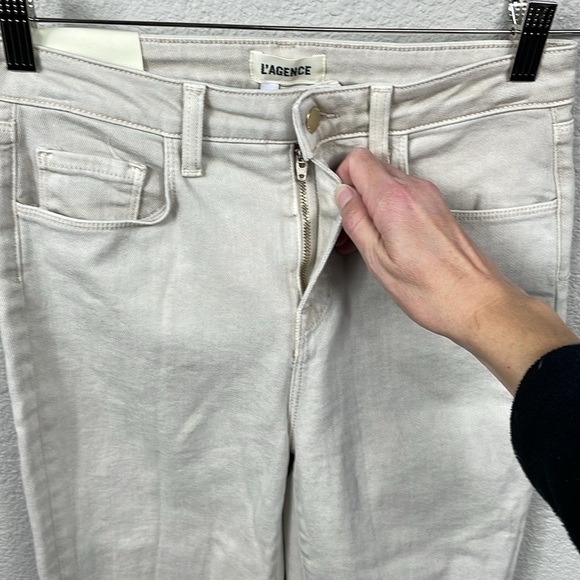 NWT L’Agence High Line Skinny Jeans High Rise Biscuit Destruct Sz 26 - Picture 5 of 13